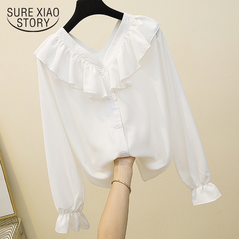 2020 Autumn New Korean-Style Large Girl's Front and Back V-neck Ruffles Belly Covering Chiffon Tops Plus Size 4XL Blouse 10223, Black
2020 Autumn New Korean-Style Large Girl's Front and Back V-neck Ruffles Belly Covering Chiffon Tops Plus Size 4XL Blouse 10223, Black