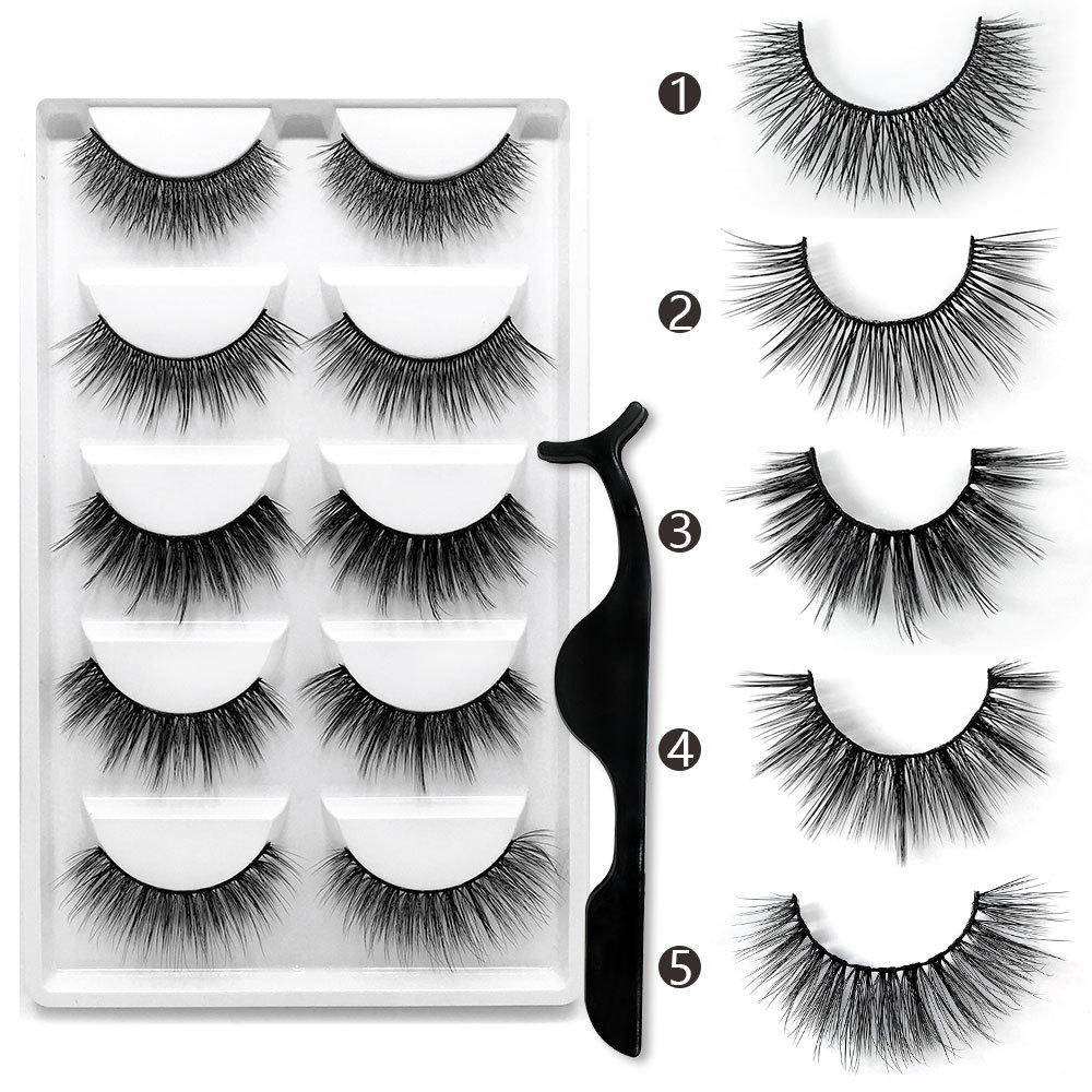 5 Pairs Lashes 3D Mink Hair False Eyelashes Natural Long Thick Eye Lashes Wispy Fluppy Makeup Beauty Eyelash Extension Tools