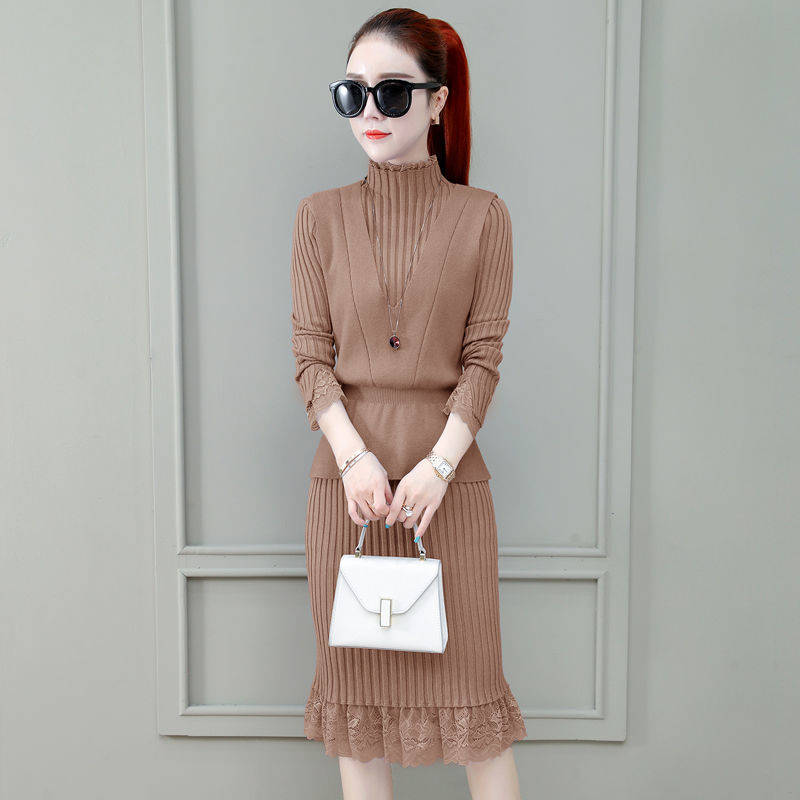 Spring autumn casual jumper sweater knitted skirt two pieces twin set for women, Black
Spring autumn casual jumper sweater knitted skirt two pieces twin set for women, Black