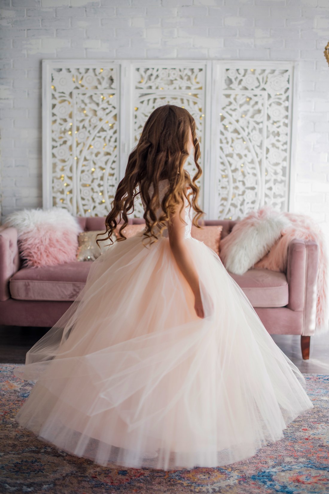 Lovely Ball Gown Flower Girl Off Shoulder Short Sleeve Tulle Lace Applique Ruched Wedding Dress Ankle Length Girl's Birthday Part 0431