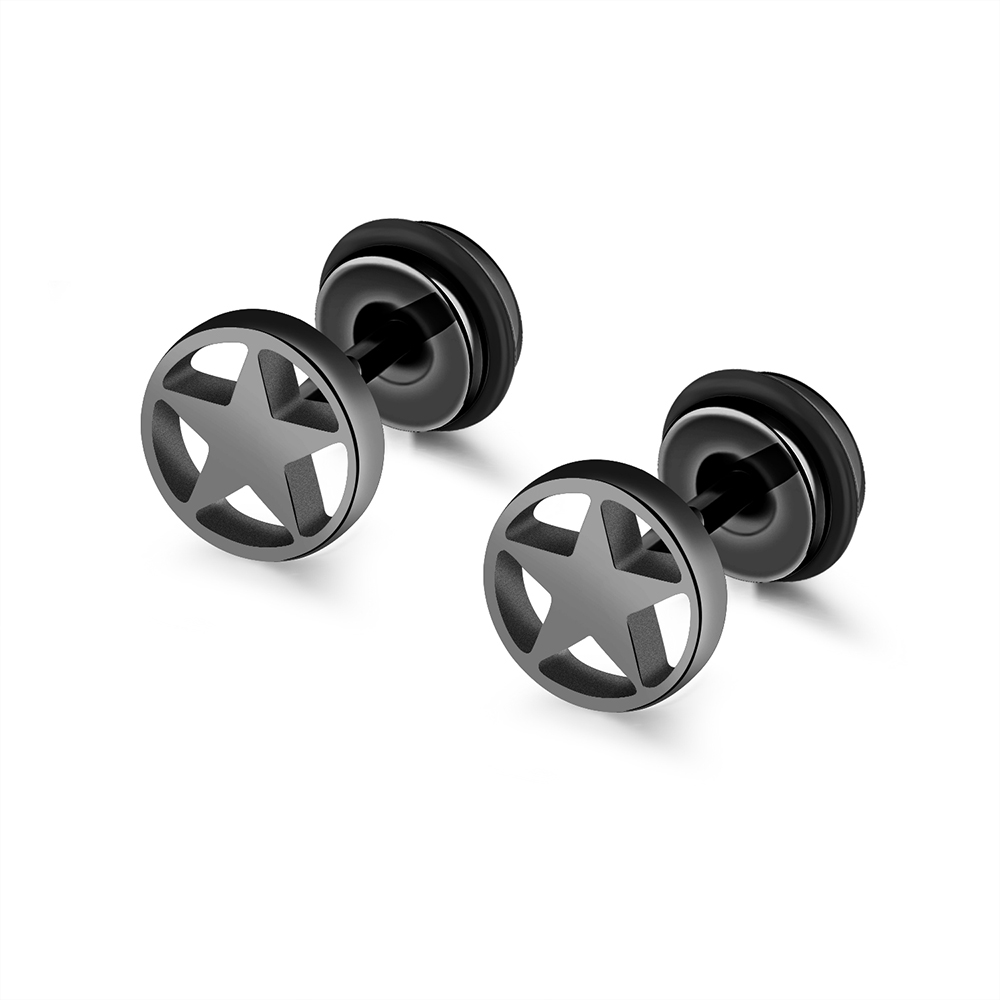 Fashion Women Men's Star Screw Back Stud Earrings Jewelry 316L Stainless Steel Ear Bone Nail Earrings