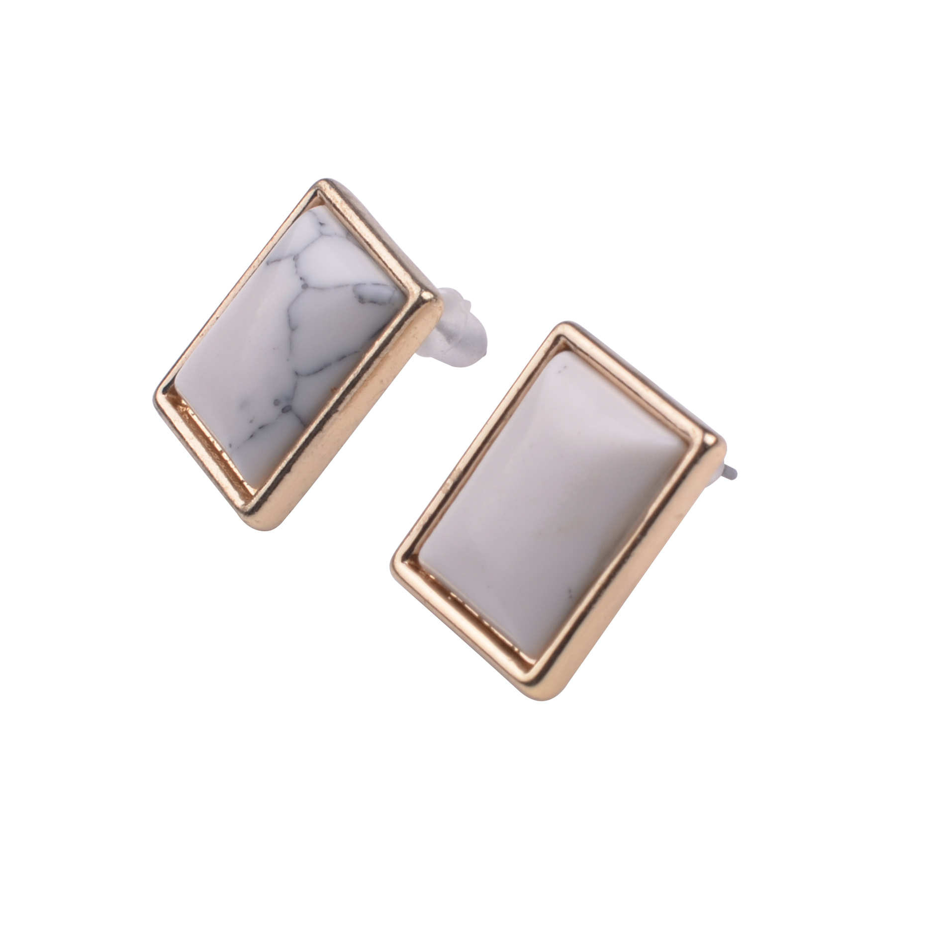 Geometric Square Green Pine Stud Earrings Men and Women Gold Inlay Temperament Personality Wild Easter Gift Earrings