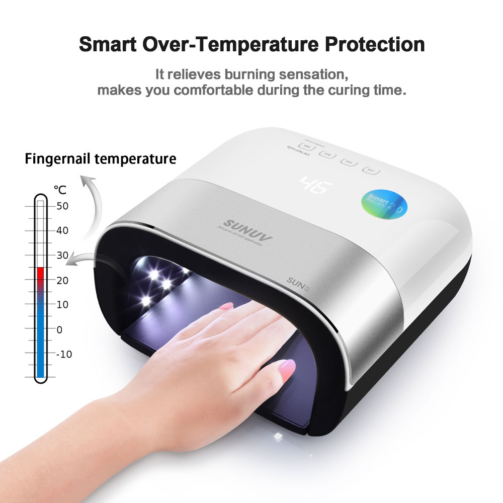 SUN3 2.0 Smart 48W UV LED Lamp with Timer Memory Invisible Digital Timer Display Nail Drying Machine gel lamp LY191228