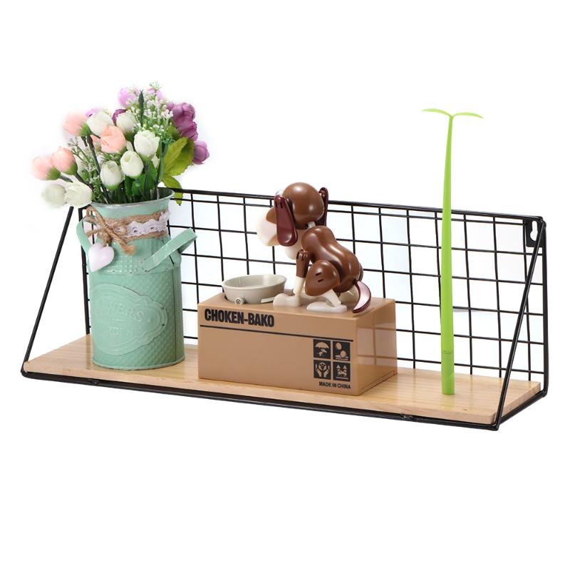 Nordic Wall Shelf Rack Iron Wooden Shelf For Kitchen Bedroom Kid Room Home Wall Decoration Shelves Wire DIY Storage