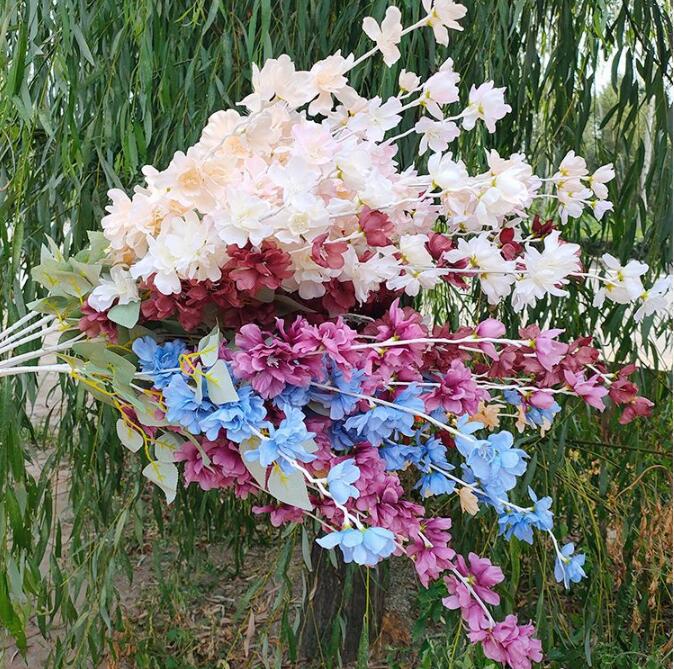 Artificial Plant Simulation Flower Delphinium Wedding Party Road Lead 5 fork with Leaf Hyacinth Delphinium Home Garden Decorations