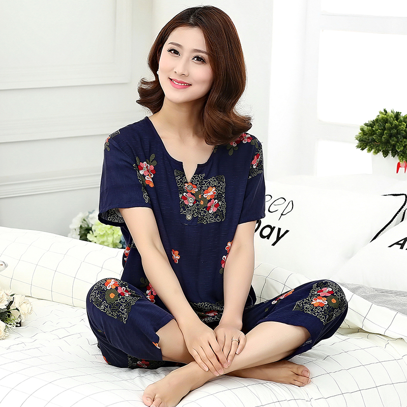 Summer New Women Pajamas Set Short Sleeve Sleepwear Print Flower Pyjamas Suit Female Soft Sleep Set Elegant Home Clothes
Summer New Women Pajamas Set Short Sleeve Sleepwear Print Flower Pyjamas Suit Female Soft Sleep Set Elegant Home Clothes