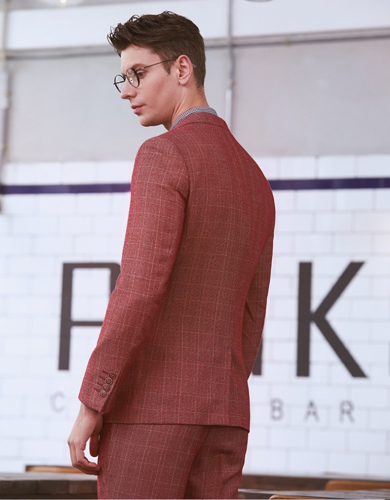 2020 3-piece Newest Handsome Mens Wedding Suits Damier Check Three Pieces Peaked Lapel Groom Tuxedos Slim Fit Groomsmen Businessmen Suit