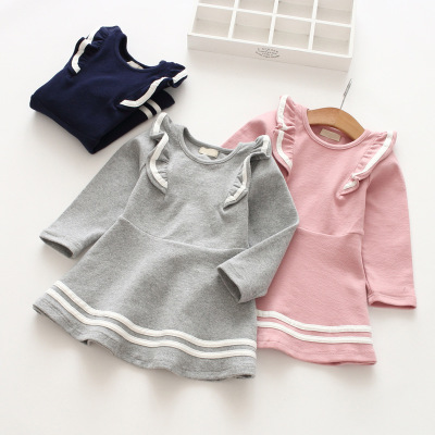 baby girl designer clothes Girls Dress 2020 New Autumn Casual Ruffles A-Line Striped Full Sleeve Kids Dress For 3T-7T