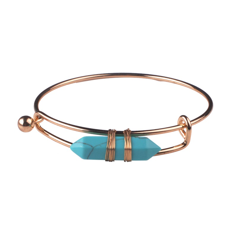 Metal artificial hexagonal stone copper bracelet adjustable geometric bracelet ladies gift