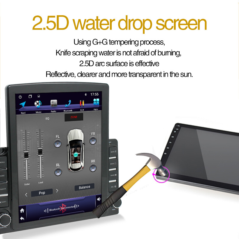 Universal 10 Inch Stereo 2.5D Vertical Screen With Carplay Android Auto Mirror Link 2G+32G 8 Leds Backup Camera All-in-one Car GPS Navigation System