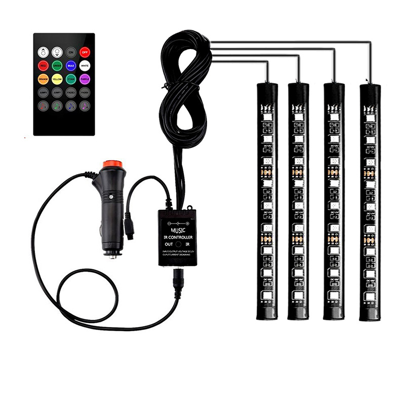 4 Pieces Car RGB Light Strip Interior Multicolor Atmosphere Light Auto LED Lighting Strip with Remote Control
4 Pieces Car RGB Light Strip Interior Multicolor Atmosphere Light Auto LED Lighting Strip with Remote Control