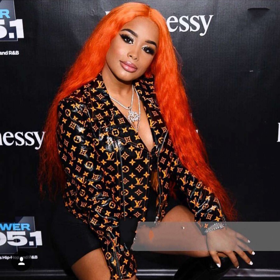 Fashion Style Orange Color Long Loose wave Synthetic Lace Front Wig Glueless Cosplay Party Wigs for Black Women Heat Resistant Fiber Hair