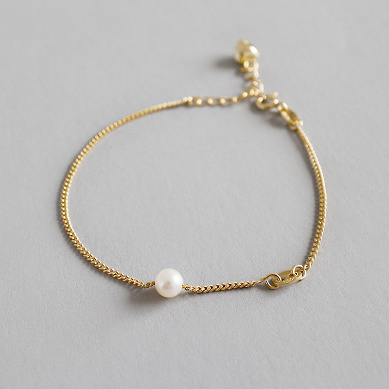New Fashion Wedding Band Natural Freshwater Pearl Bracelets For Women 925 Sterling Silver Link Chain Bracelet Pulseras Mujer
