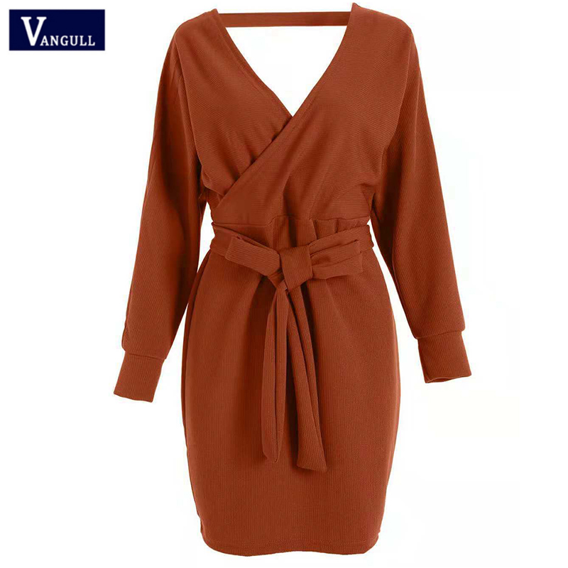 Vangull 2019 Spring Sexy Women' Clothing Hip Knitted Dress Long Sleeve V-Neck Solid Sashes Mini Dresses New Style Hot Sale, Black
Vangull 2019 Spring Sexy Women' Clothing Hip Knitted Dress Long Sleeve V-Neck Solid Sashes Mini Dresses New Style Hot Sale, Black