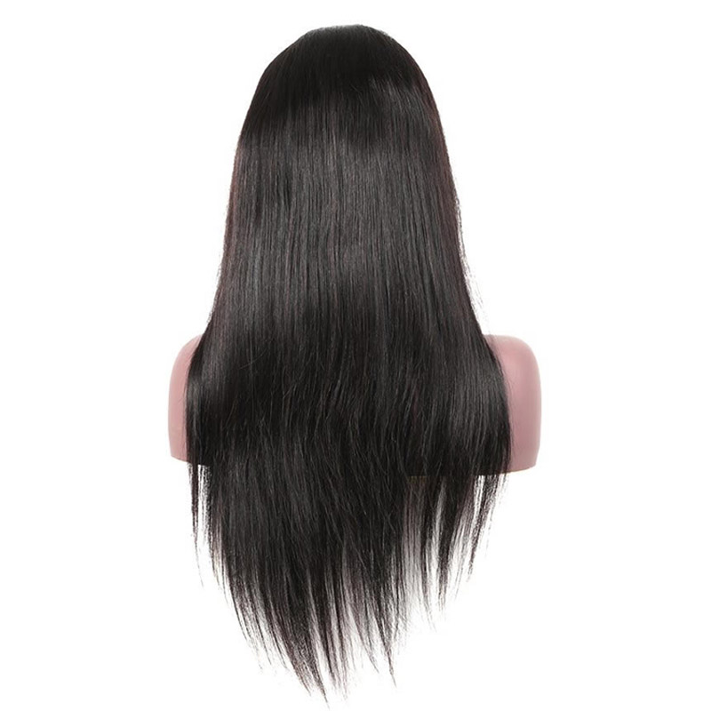Brazilian Virgin Hair Full Lace Wigs 10-28inch Straight Human Hair Wig Adjustable Products Silky Natural Color