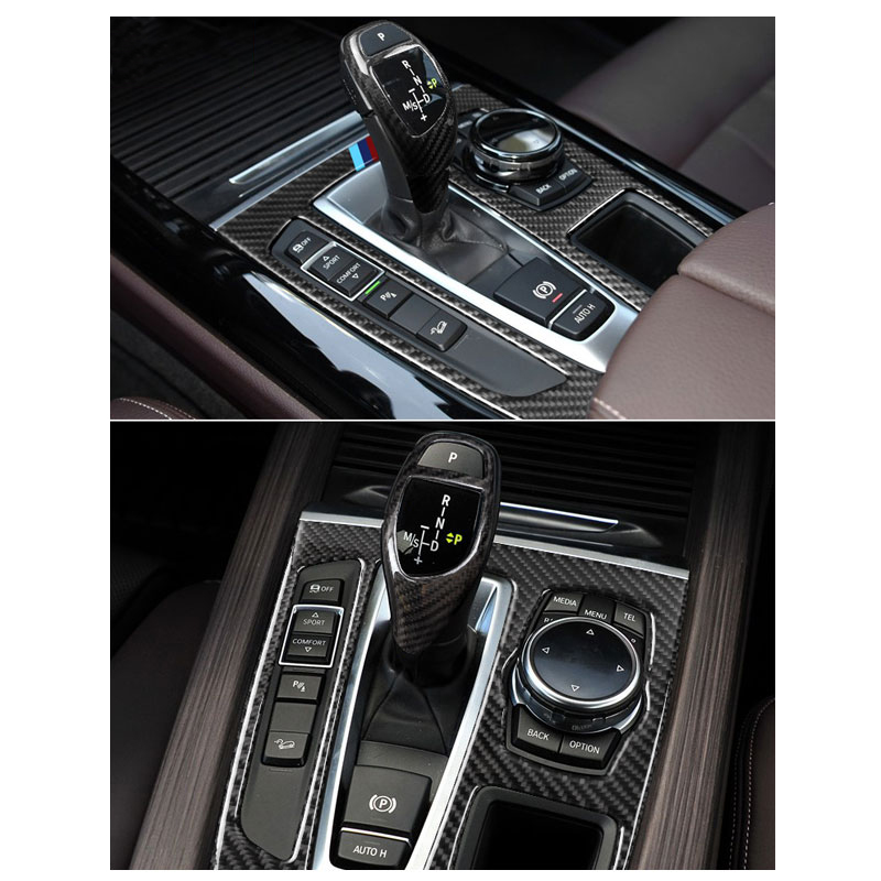 For bmw f15 f16 Carbon Fiber Stickers Decorative Cover trim Strip for Car Control Gear Shift Panel x5 x6 2014-2017