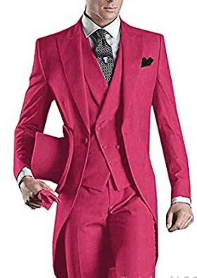Turquoise/Pink/ White/Black/Grey/Light Grey/Purple/Burgundy/Blue Tailcoat Men Party Groomsmen Suit in Wedding Tuxedos(Jacket+Pants+Tie+Vest) - view 5