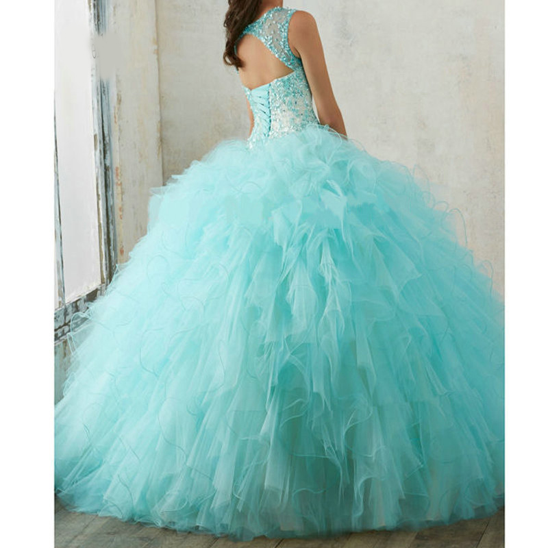 New Arrival Sweet 16 Dresses luxurious Beading with Crystal Ball Gowns Cap Sleeve Scoop Quinceanera Dresses 2020 for 15 years