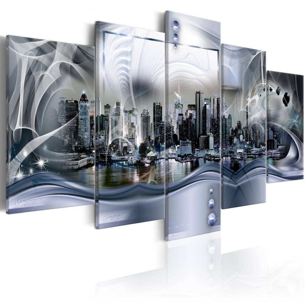 Fashion Wall Art Canvas Painting 5 Pieces New York City Architectural landscape Modern Home Decoration,No Frame