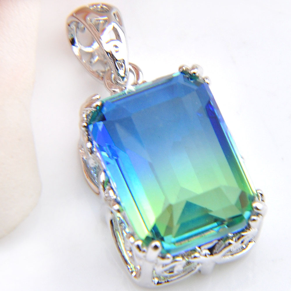 Mixed Watermelon Tourmaline Pendants Silver 925 Necklace Pendants Women Elegant Stylish Jewelry New