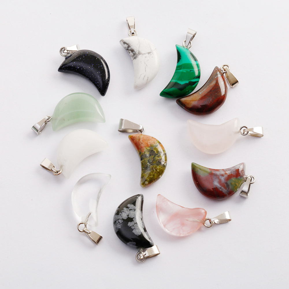 Fashion Natural Stone Moon Shaped Color mixing Pendants Quartz Crystal beads DIY Jewelry making Necklace for women Wholesale Free shipping, Silver
Fashion Natural Stone Moon Shaped Color mixing Pendants Quartz Crystal beads DIY Jewelry making Necklace for women Wholesale Free shipping, Silver