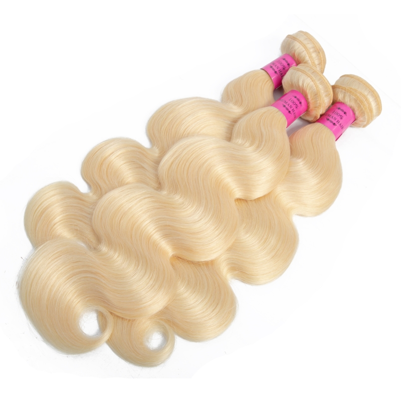 Malaysian Human Hair HD 13*4 Lace Frontal With 3 Bundles Blonde Color Free Part 613# Silky Straight Body Wave Pre Plucked