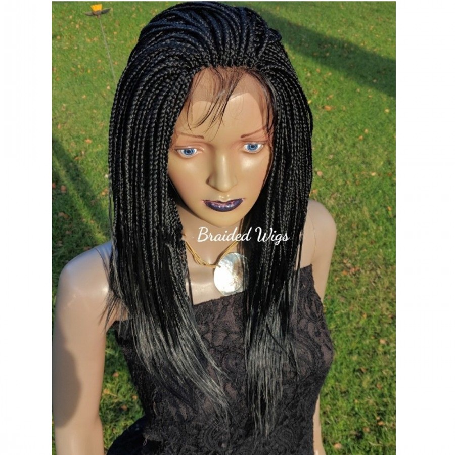 250% Density brazilian full lace front Short Braids Wigs for black women natural black/brown synthetic Braided Wig with baby hair