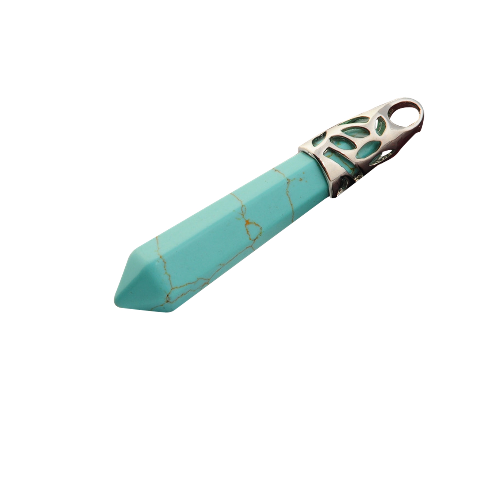 Hexagonal Column Shape Healing Tip Chakra Pendant Quartz Crystal Stone Charm Necklace