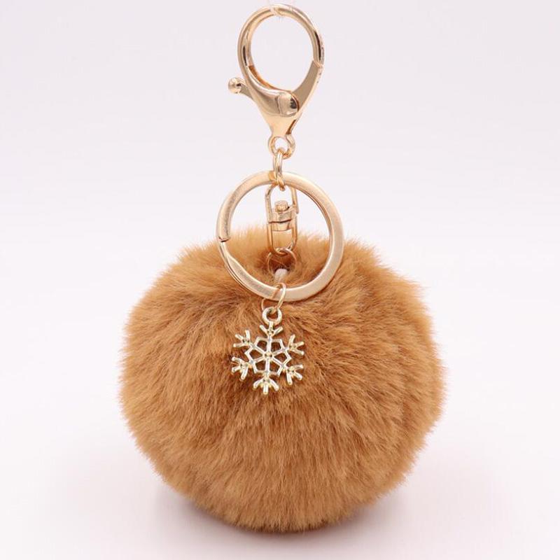 10pcs/Lot Girls Fashion Jewelry Keychains Party Favors Lovely Fluffy Balls Snow Key Ring Baby Shower Gift For Women Bags Decor 8cm