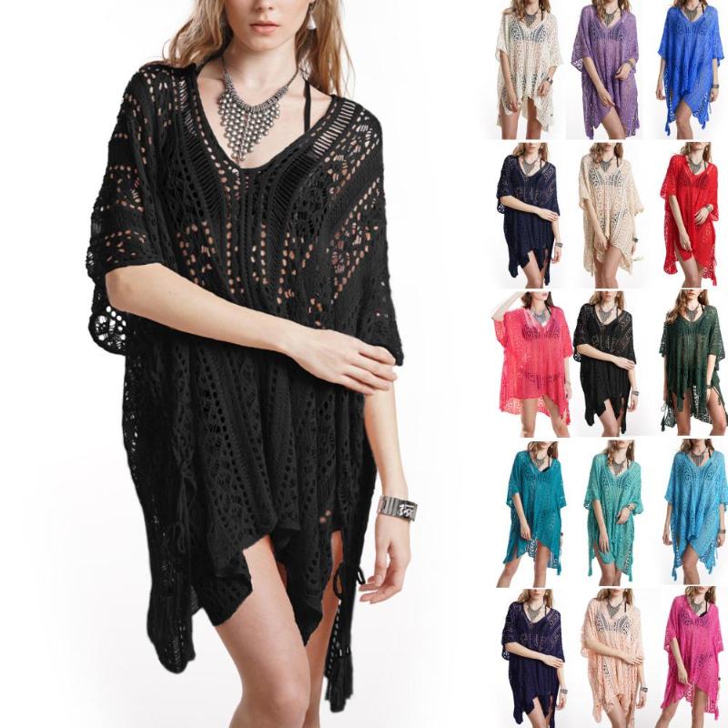 15 Colors Women Summer V Neck Crochet See-through Bikini Cover up Beach Loose Mini Dress Loose Solid Bathing Suits Summer
15 Colors Women Summer V Neck Crochet See-through Bikini Cover up Beach Loose Mini Dress Loose Solid Bathing Suits Summer