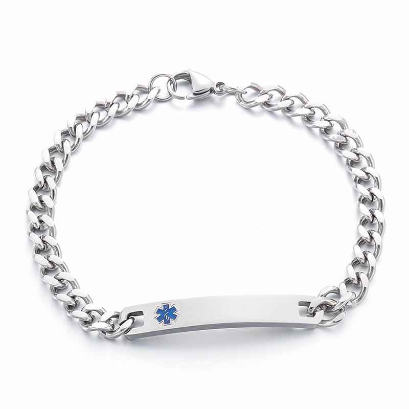 Personalized Stainless Steel Mens Womens Medical Mark Cuban Link Chain Bracelets Chains Wristband Bracelet Jewelry Birthday Gifts for Lovers