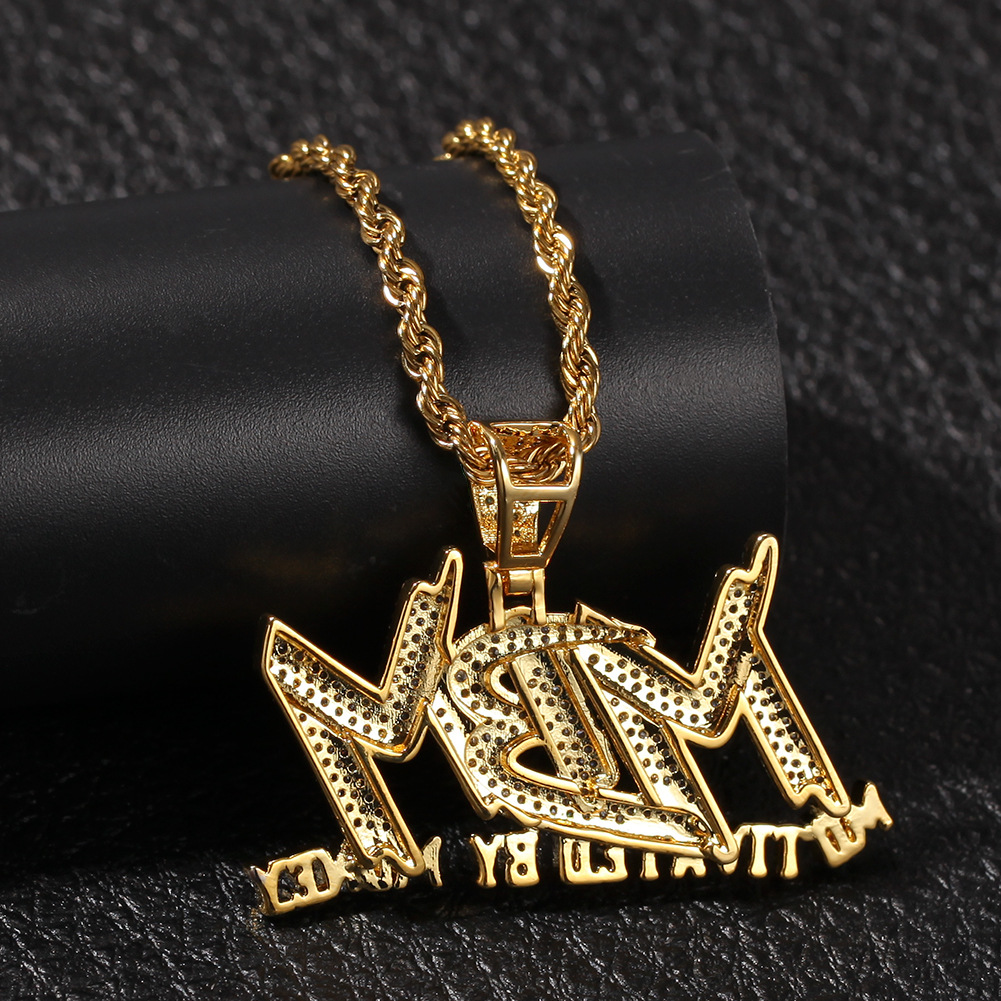 Men's Hip Hop Letter MBM Pendant Creative TopBling White Zirconia Pendant Necklace Charm Pendants Rap Jewelry