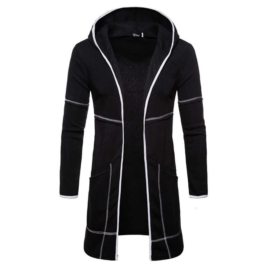 Men's Jacket Hooded Sportswear Fashion Mens Hooded Solid Trench Coat Jacket Cardigan Long Sleeve Outwear Blouse Jacket Manteau S191019