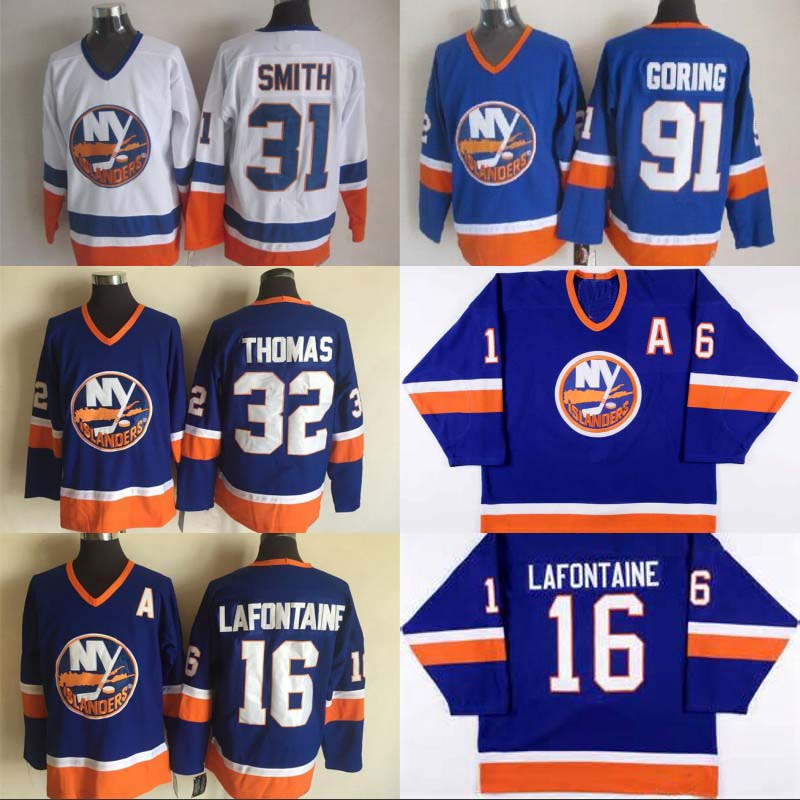 #16 Pat LaFontaine Mens New York Islanders Jersey 31 Billy Smith 32 Steve Thomas 91 Butch Goring Retro Hockey Jerseys, Black;red
#16 Pat LaFontaine Mens New York Islanders Jersey 31 Billy Smith 32 Steve Thomas 91 Butch Goring Retro Hockey Jerseys, Black;red