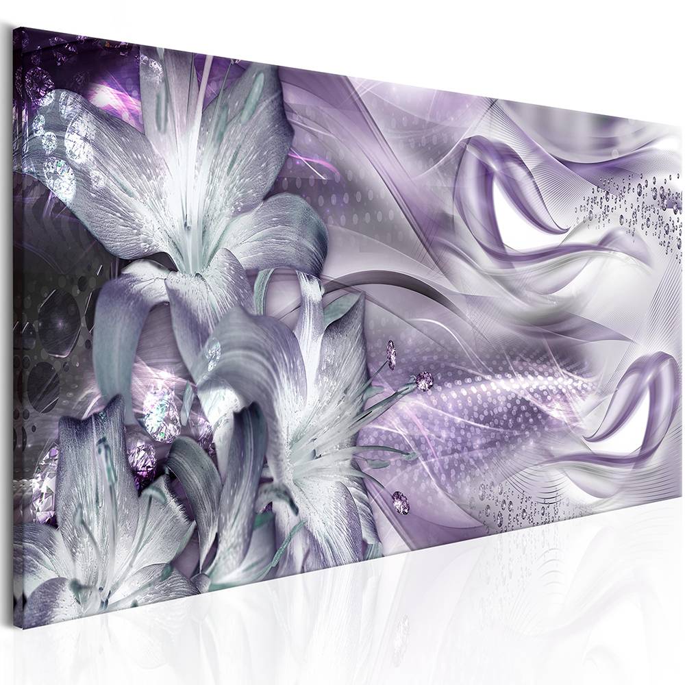 1 Pcs/set Diamond Flowers Purple Lilies Wall Art Decoration Abstract Modern Flowers Canvas Painting Gifts for Love