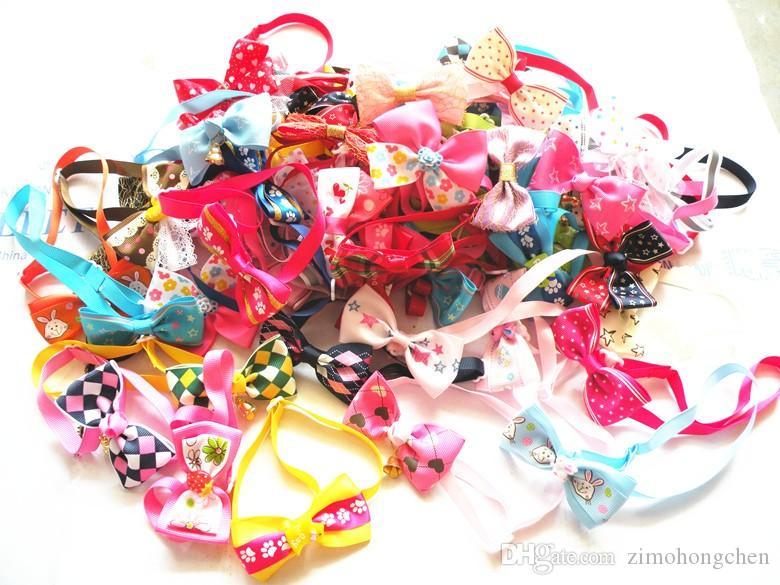 

50PC/Lot Handmade Dog Ties Pet Dog Neckties Ribbon Dog Bow Ties Pet Grooming Supplies Mix Styles 2020for new year pet's gift