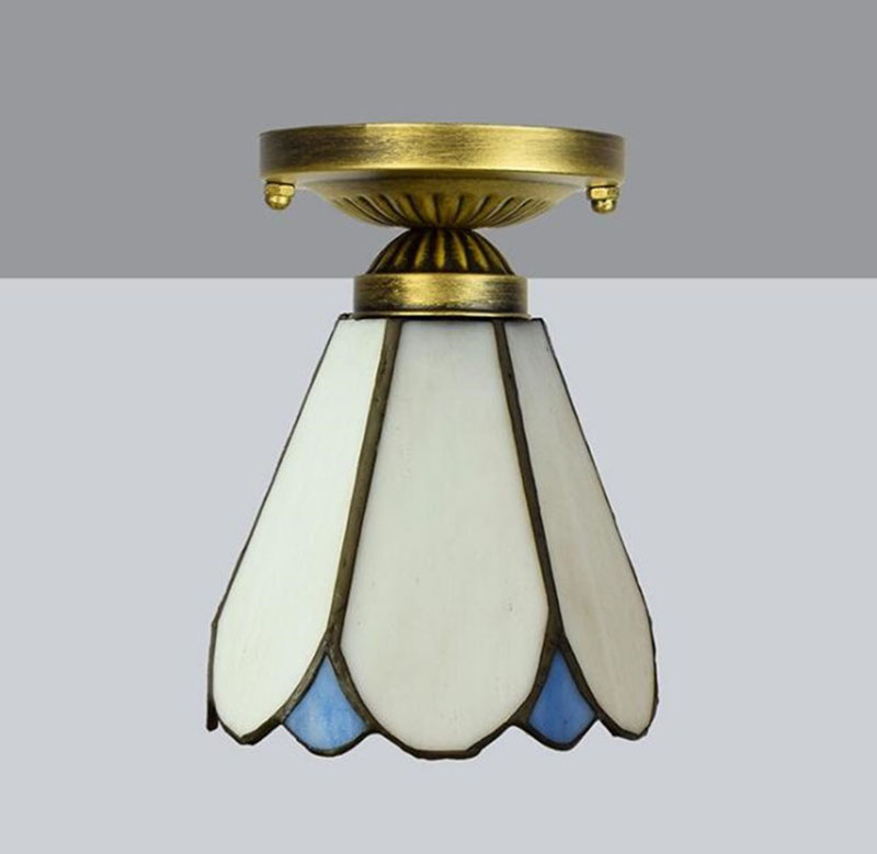 Tiffany stained glass ceiling lights E27 aisle balcony bay window small ceiling lamp Modern minimalist white glass lampsTF093