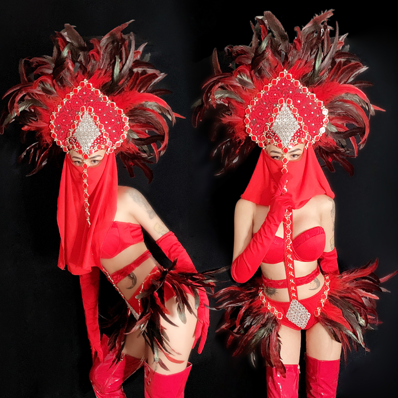 Stage Costumes For Singers Red Sexy Feather Bikini Set Nightclub Festival Outfit Dj Ds Gogo Pold Dance Performance Wear DN4780, Beige
Stage Costumes For Singers Red Sexy Feather Bikini Set Nightclub Festival Outfit Dj Ds Gogo Pold Dance Performance Wear DN4780, Beige