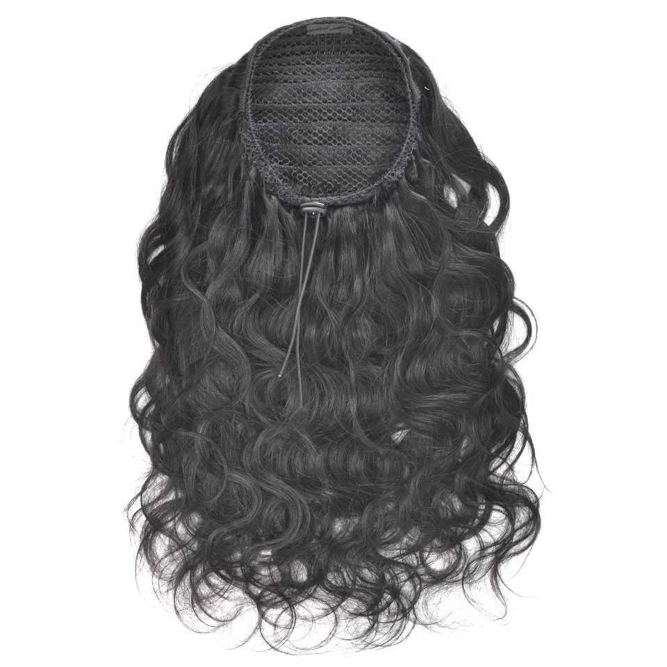 Natural Curly Ponytail, Elastic Drawstring Ponytail African American Curl Human Hair Extension Puff Pony tail Hair with Clips 140g