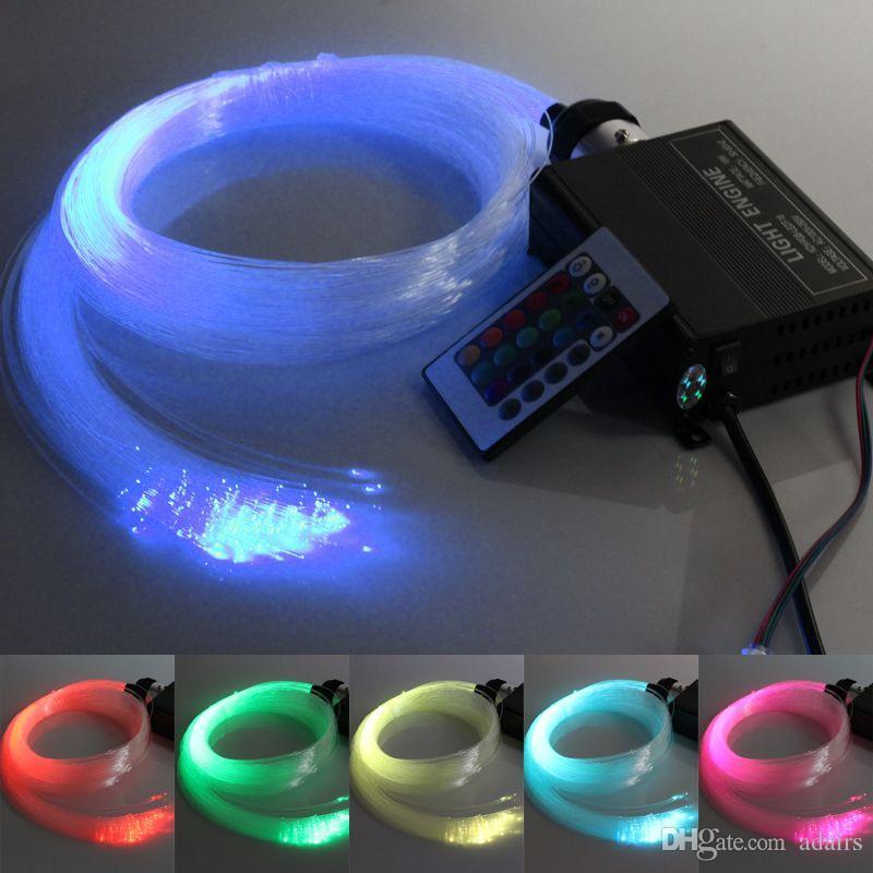 RGB colorful LED plastic Fiber Optic Star Ceiling Kit Lighting 150pcs 0.75mm 2M 16W RGBw optical fibers Lights Engine & 24key Remote D2.0