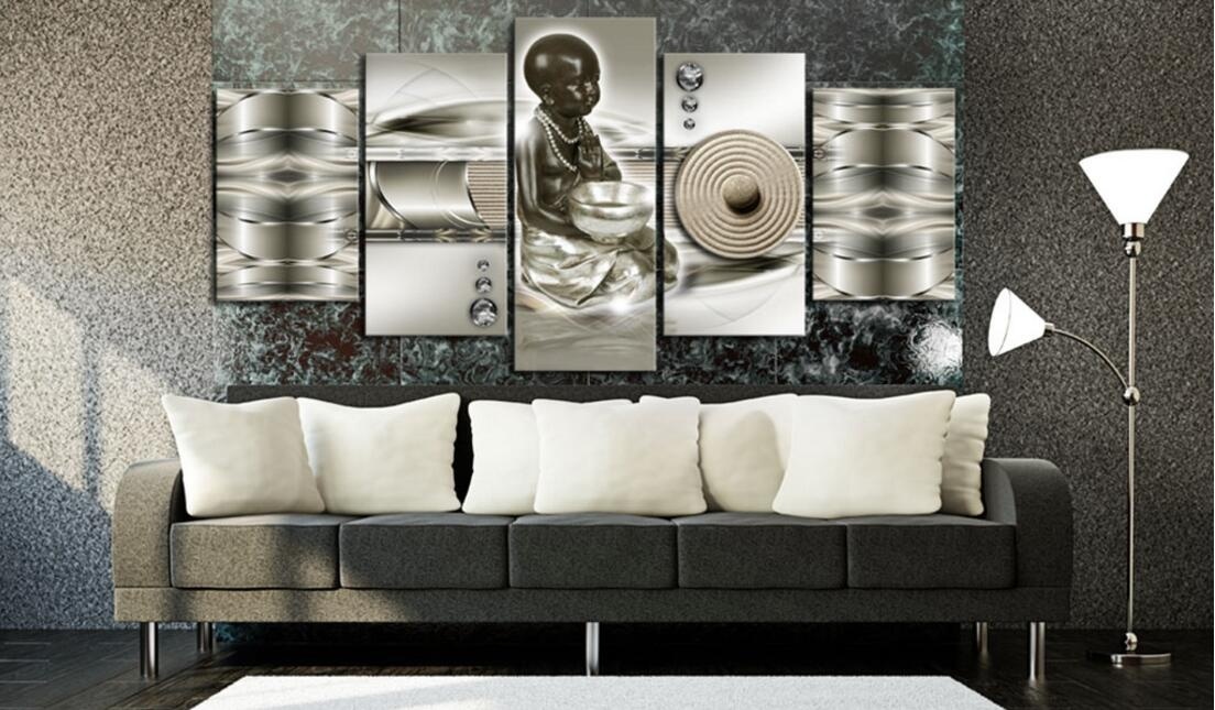 ( No Frame)5PCS/Set Modern Buddha Soothing Zen Art Print Frameless Canvas Painting Wall Picture Home Decoration