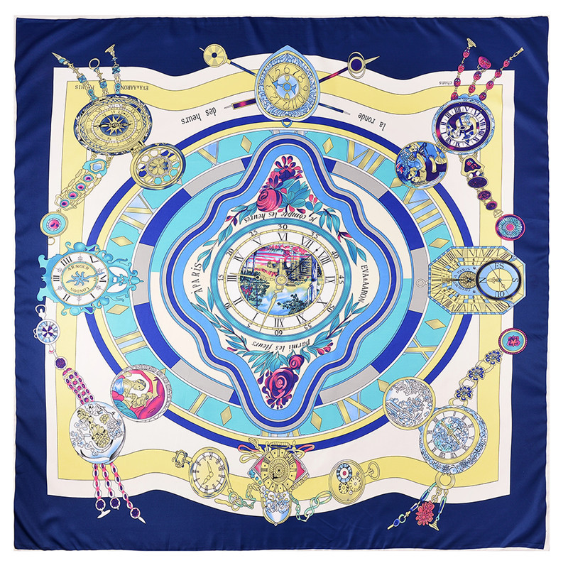 130*130cm Vintage Women 100% Real Silk Scarf Shawls Large Bufandas Twill Silk Square Shawls&Wraps Gifts