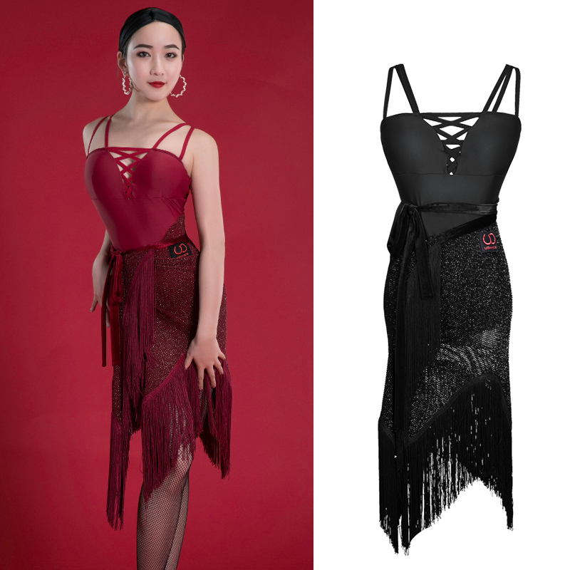 Latin Dance Dress Sexy Sling Fringe Skirt Women Professional Tango Rumba Cha Cha Samba Dancing Dresses Adults Dancewear DN3230, Black
Latin Dance Dress Sexy Sling Fringe Skirt Women Professional Tango Rumba Cha Cha Samba Dancing Dresses Adults Dancewear DN3230, Black