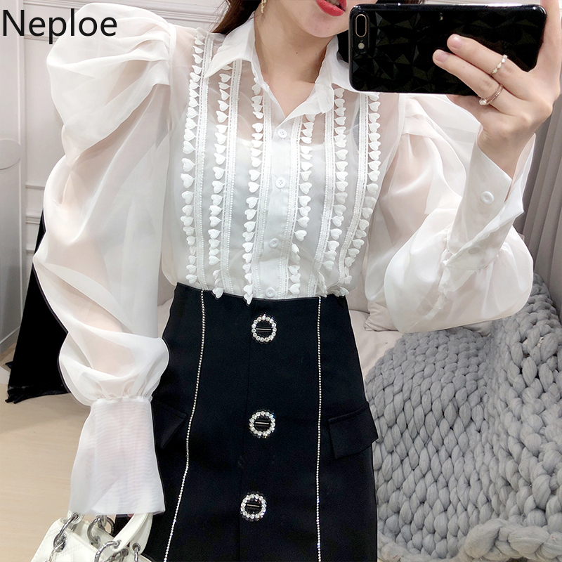 Neploe Mesh Puff Long Sleeve Women Top Blouses 2020 Spring New Perspective Shirt French Vintage Korean Fashion Blusas 59005, Black
Neploe Mesh Puff Long Sleeve Women Top Blouses 2020 Spring New Perspective Shirt French Vintage Korean Fashion Blusas 59005, Black