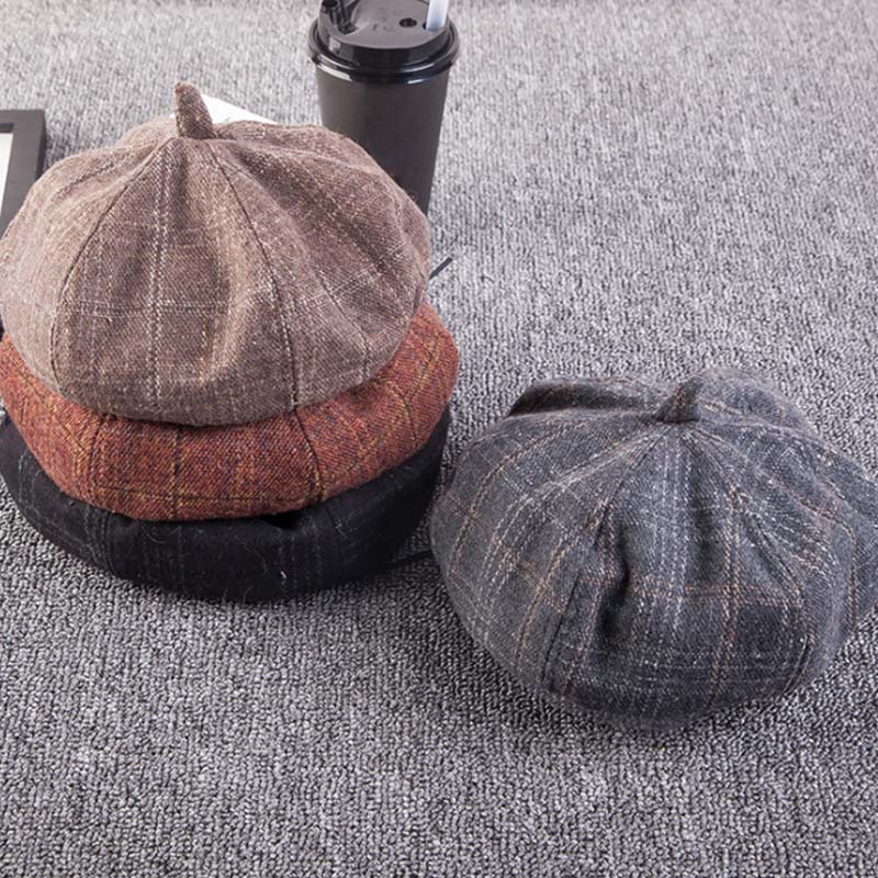 Octagonal Cap Plaid stripe pattern Warm soft Cap Newsboy Beret Hat Autumn Winter Hats Handsome Plaid Casual Hat Beret, White
Octagonal Cap Plaid stripe pattern Warm soft Cap Newsboy Beret Hat Autumn Winter Hats Handsome Plaid Casual Hat Beret, White