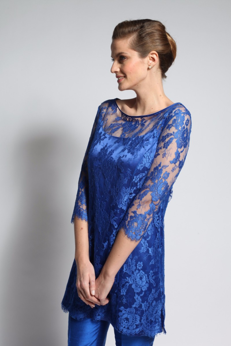 Royal Blue Mother Of The Bride Pant Suits Lace Long Sleeve Mother Gowns With Wrap Three Pieces Plus Size Wedding Guest Dress