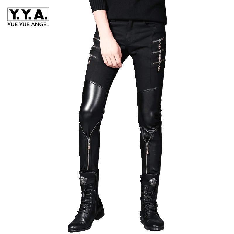 Spring Korean Style Mens Black Faux PU Leather Motorcycle Skinny Personalized Zipper ROCK Hombre Pencil Pants
Spring Korean Style Mens Black Faux PU Leather Motorcycle Skinny Personalized Zipper ROCK Hombre Pencil Pants
