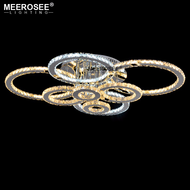 Modern K9 Chandeliers Light Crystals Ceiling Lamp Fixture Silver Stainless steel Home Lighting for stairs Dimmable with Remote Control