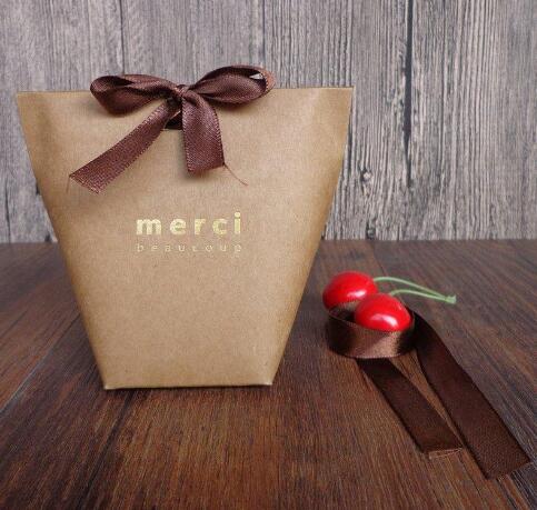 Thank You Merci Gift Wrap Gift Bag Wedding Birthiday Party Favours Bags Handmade Item Bag Candy Jewelry Necktie Packaging Foldable BoxGB1593