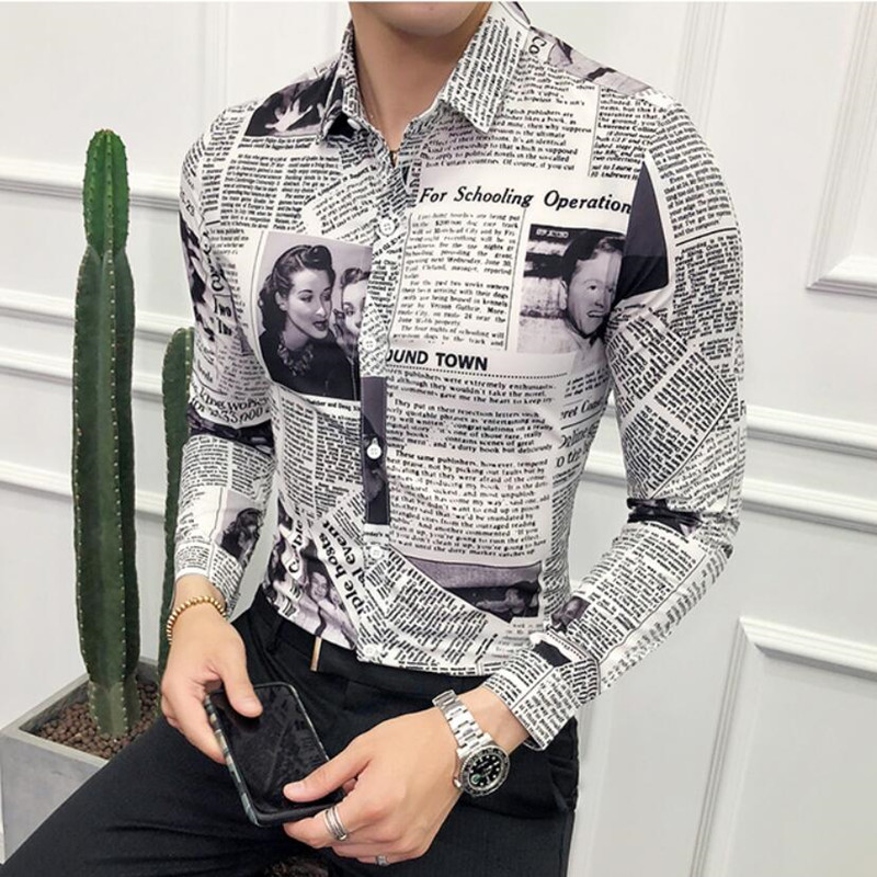 2020 Spring Men's Personalized Print Long-sleeved Shirt Nightclub Fashion Figures Printed Cotton Tops Large Size 4XL 5XL, Photo color
2020 Spring Men's Personalized Print Long-sleeved Shirt Nightclub Fashion Figures Printed Cotton Tops Large Size 4XL 5XL, Photo color